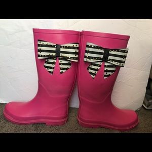 Betsey Johnson Pink Bow Boots